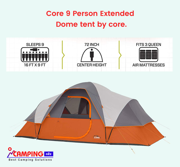 Core 9 Person Extended Dome 4 Season Backpacking Tent