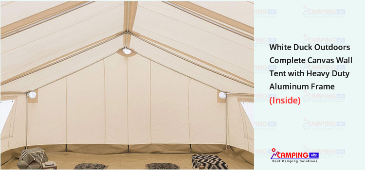 White duck outdoors complete canvas wall tent inside